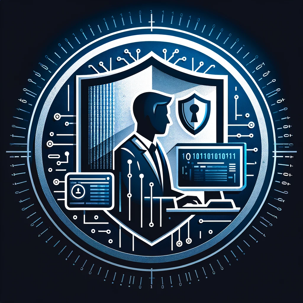 DALL·E 2024-01-16 09.05.08 - Create an icon image representing a Cyber Security Analyst for a portfolio website. The design should be sleek, modern, and professional, symbolizing